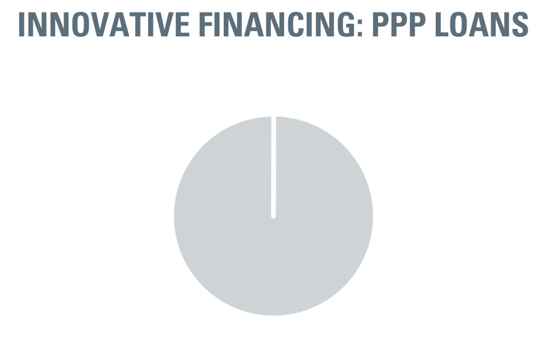 Pie chart showing innovative financing through PPP loans