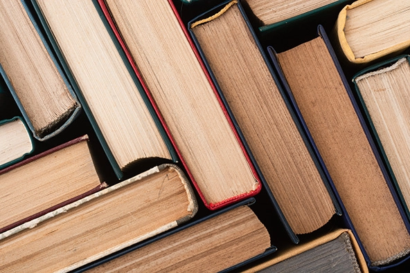 Collection of old books in library