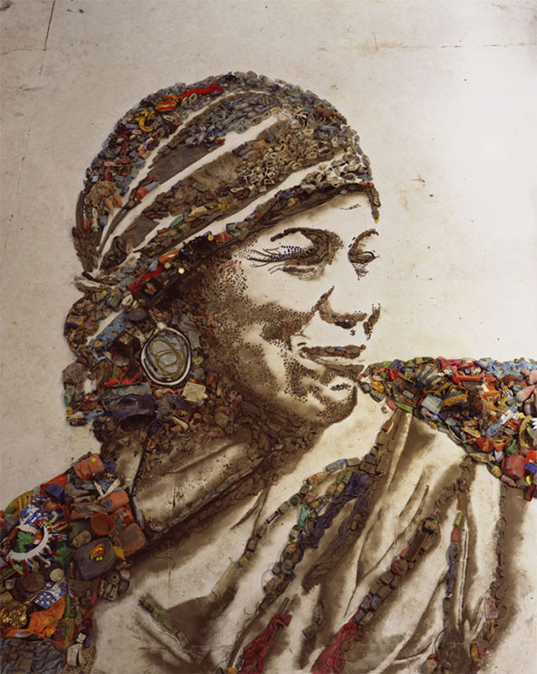 Digital print of woman in head scarf looking to her left