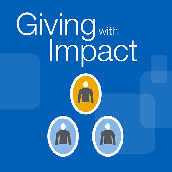 Giving With Impact logo and three circles with individuals inside