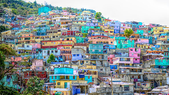 Housing stacked up a hillside in Port-Au-Prince, Haiti.