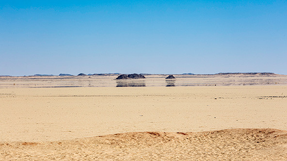 A mirage in the Sahara Desert