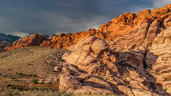 Calico Hills near Las Vegas, Nevada, made up of Red Aztec Sandstone, also called Navaho Sandstone