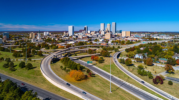 Aerial view of downtown Tulsa, Oklahoma