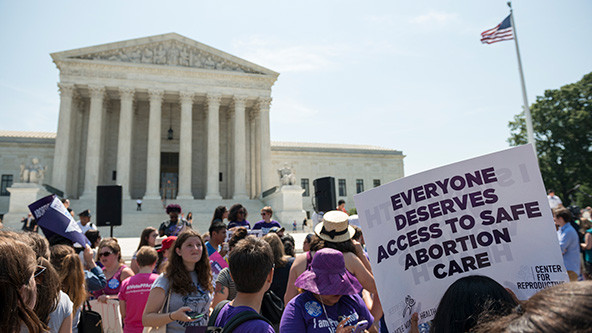 Pro-choice supporters at US Supreme Court