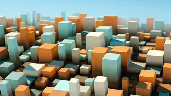 computer-generated three-dimensional pattern of blocks