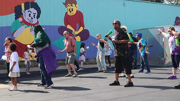 people dancing outside