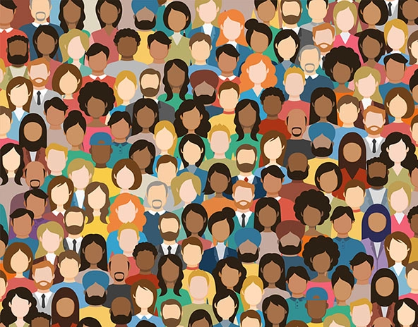 Multicultural crowd of people