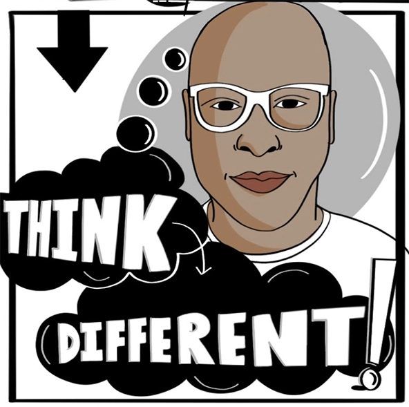 Person in glasses with a thought bubble with the words 