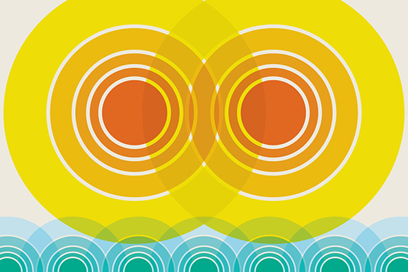 two large interconnected circles in shades of yellow and orange