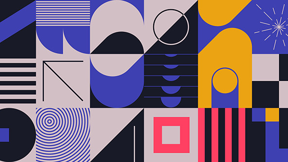 Modern artwork pattern made with abstract geometric shapes and forms.