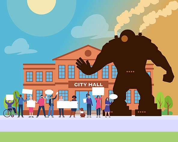 protestors face down a fossil fuel goliath