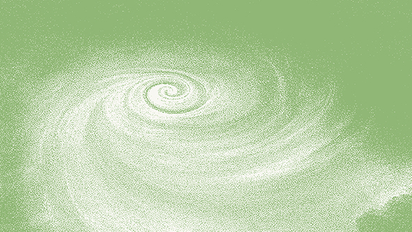 An abstract illustration of a typhoon on a green background