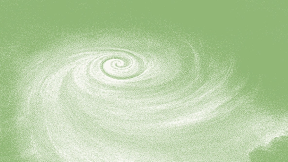 An abstract illustration of a typhoon on a green background
