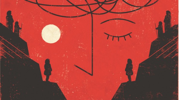 illustration of a face in red