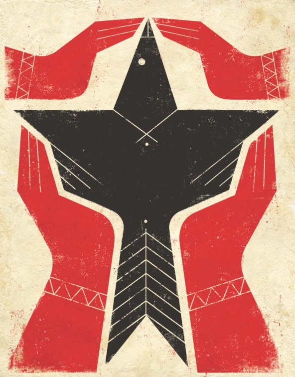 illustration of hands holding a bird-like figure