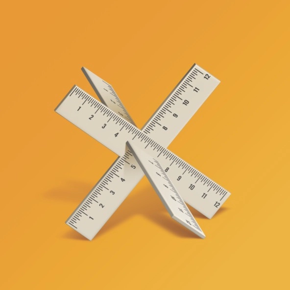 illustration of two intersecting rulers on a gold background