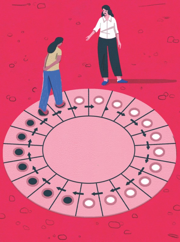 illustration of women standin around a circle