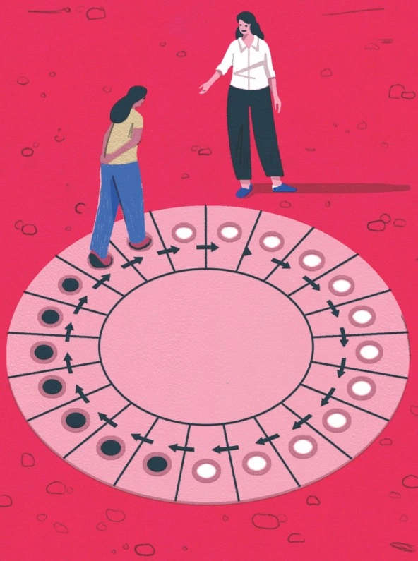 illustration of women standin around a circle