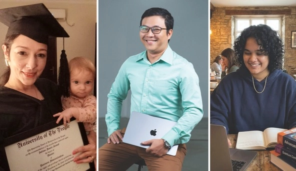 portraits of three university students