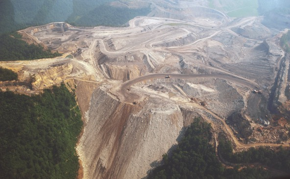 mountaintops with trees stripped away