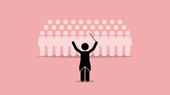 Conductor conducting a choir group