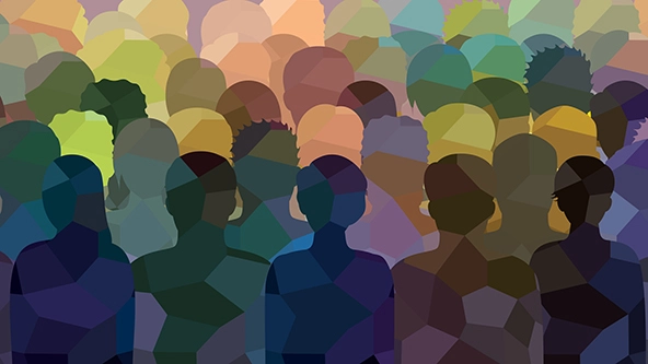 silhouettes of a diverse group of men and women