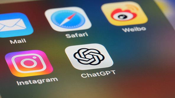 Close up of ChatGPT and other app icons on a mobile screen