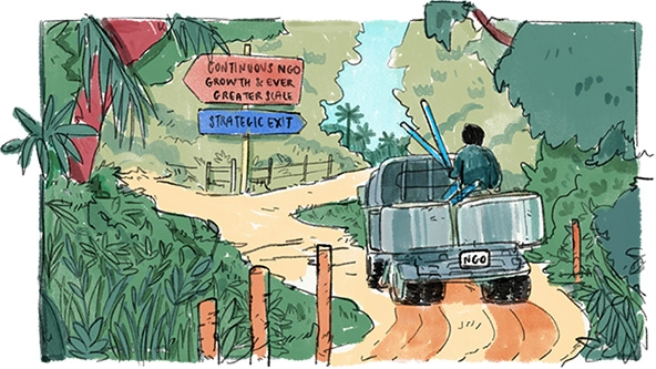 A sign with an arrow pointing left that reads 