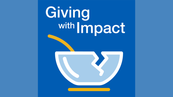 giving with impact logo and a spoon in a cracked bowl