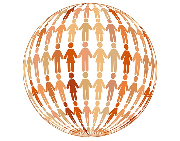 Men and women around the world holding hands