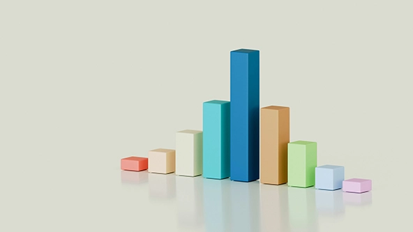 An abstract visual of a bar chart with each bar a different color