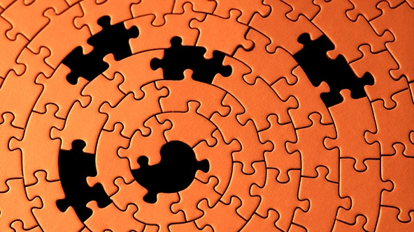 Jigsaw with five missing pieces