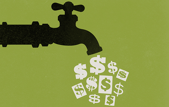 spigot releasing dollar signs