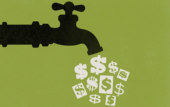 spigot releasing dollar signs