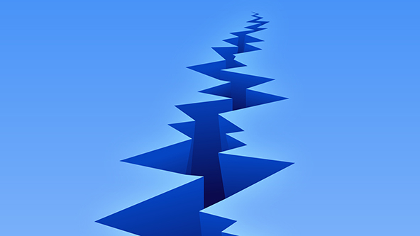 a growing crack in the ground