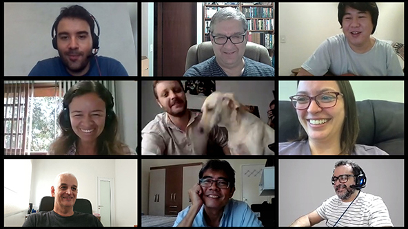 Nine people in a meeting on Zoom