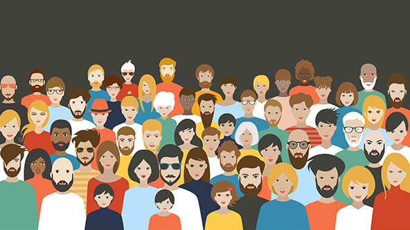 Crowd of diverse people