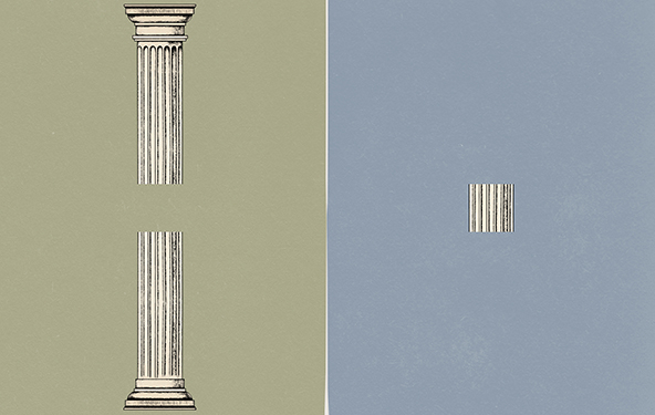 greek column missing a section in the middle