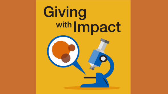 Giving With Impact logo and a microscope