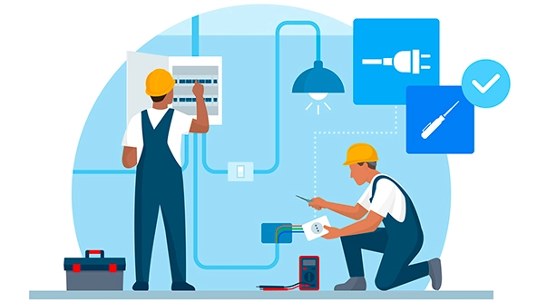 Profesional electricians at work