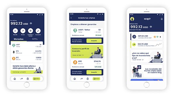 screenshots of a mobile app