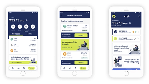 screenshots of a mobile app