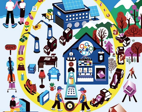 A loop with different home products