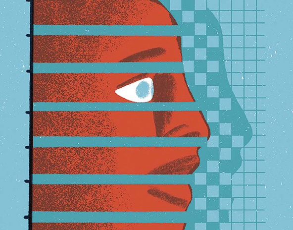 graph with the profile of a face looking right