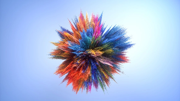 Rainbow-colored abstract particle background