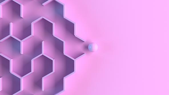 Ball exciting a honeycomb-shaped maze