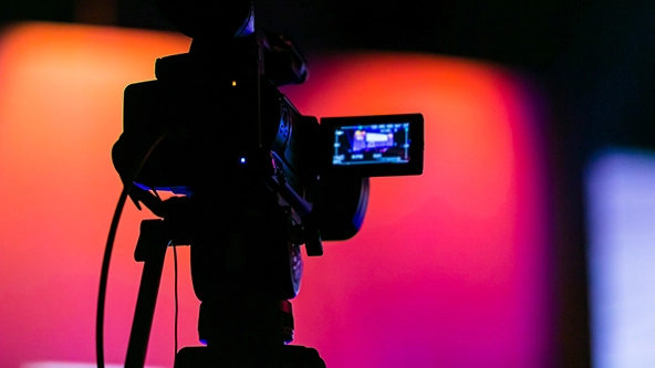 Television camera in a studio
