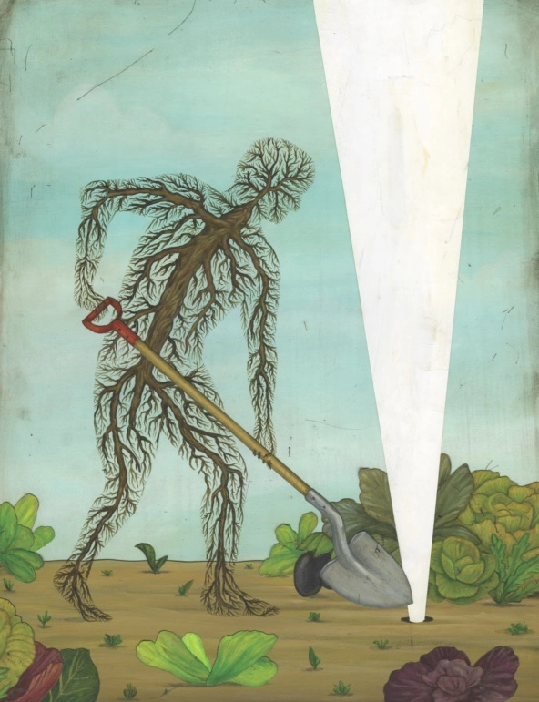 illustration shovel nature human figure