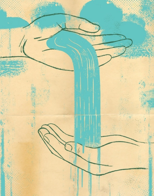 illustration hands pouring water